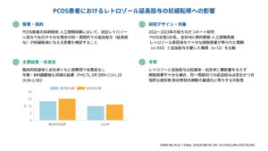 PCOS患者におけるレトロゾール延長投与の妊娠転帰への影響（F S Rep. 2025）